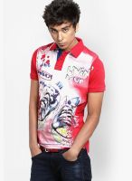 Probase Red Printed Polo T-Shirts