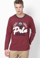 Proline Maroon Round Neck T-Shirt