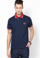 Proline Navy Blue Solid Polo T-Shirts