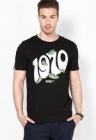 Puma Black Printed Round Neck T-Shirts