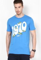 Puma Blue Printed Round Neck T-Shirts