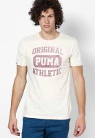 Puma Cream Round Neck T-Shirts