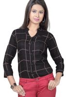 Raindrops 3/4Th Sleeve Black Check Shirt