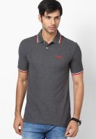 Reebok Dark Grey Solid Polo T-Shirts