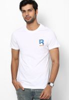 Reebok White Solid Round Neck T-Shirts