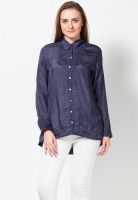Rena Love Full Sleeve Printed Blue Shirt