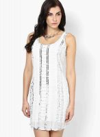 Rena Love Off White Colored Embroidered Shift Dress