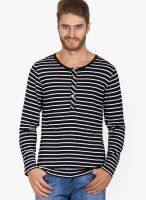 Rigo Black Striped Henley T-Shirts