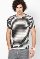 Ringspun Black Striped Round Neck T-Shirts