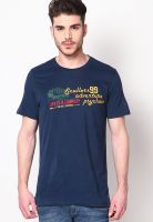 Scullers Blue Regular Fit Crew Neck T Shirt