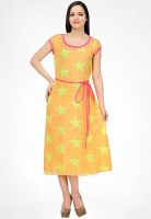 Shakumbhari Orange Colored Printed Maxi Dress