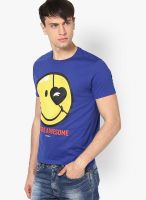 Smiley World Blue Round Neck T-Shirt