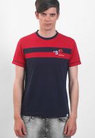 Smokestack Navy Blue Striped Round Neck T-Shirts