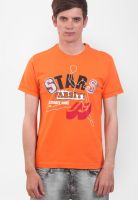 Smokestack Orange Printed Round Neck T-Shirts
