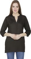 Sohniye Solid Women's Straight Kurta(Black)
