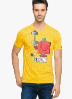 Status Quo Yellow Printed Round Neck T-Shirts