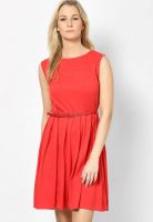 Style Quotient Red Colored Solid Shift Dress