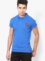 Superman Blue Printed Polo T-Shirts