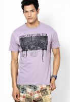 TBASE Purple Round Neck T-Shirt