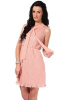 The Vanca Sleeve Less Embellished Peach Dress