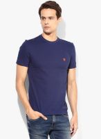 Turtle Navy Blue Solid Round Neck T-Shirt