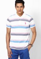 U.S. Polo Assn. White Striped Polo T-Shirts