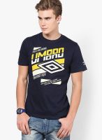 Umbro Navy Blue Printed Round Neck T-Shirts