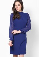 United Colors of Benetton Blue Colored Solid Shift Dress