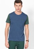 United Colors of Benetton Blue Solid Round Neck T-Shirts