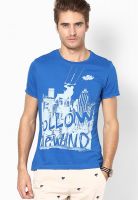 United Colors of Benetton Blue Solid Round Neck T-Shirts