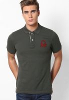United Colors of Benetton Grey Solid Polo T-Shirt
