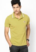 United Colors of Benetton Mustard Yellow Solid Polo T-Shirts
