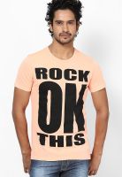 United Colors of Benetton Pink Solid Round Neck T-Shirts