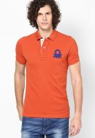 United Colors of Benetton Rust Solid Polo T-Shirts