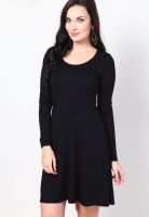 Vero Moda Black Colored Solid Skater Dress
