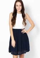 Vero Moda White Colored Solid Skater Dress