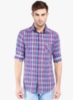 Vintage Purple Checked Slim Fit Casual Shirt