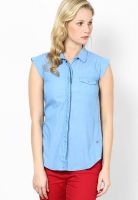 Wrangler Blue Sleeveless Shirt