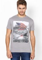 Wrangler Light Grey Printed Round Neck T-Shirts