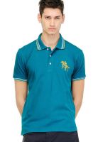 Yepme Aqua Blue Solid Polo T-Shirts