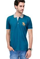 Yepme Aqua Blue Solid Polo T-Shirts