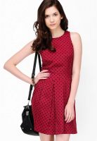 Yepme Maroon Colored Printed Skater Dress