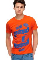 Yepme Orange Printed Round Neck T-Shirts