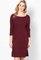 s.Oliver Wine Colored Solid Shift Dress