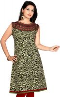 ALC Creations Casual, Formal, Festive Embroidered, Printed Women's Kurti(Beige, Black)