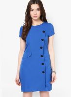 Abiti Bella Blue Colored Solid Shift Dress