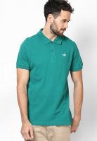 Adidas Green Solid Polo T-Shirts