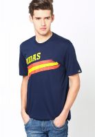 Adidas Navy Blue Printed Round Neck T-Shirt