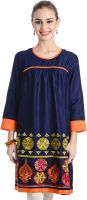 Akshiti Formal Self Design Women's Kurti(Blue)