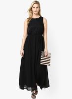 Atorse Black Colored Solid Maxi Dress